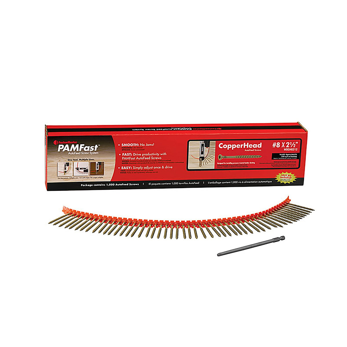 Fastenmaster - SD-28-WDCH8212 - Pamfast Copperhead No. 8 X 2-1/2 In. L Star Flat Head Deck Screws 1000 Pack