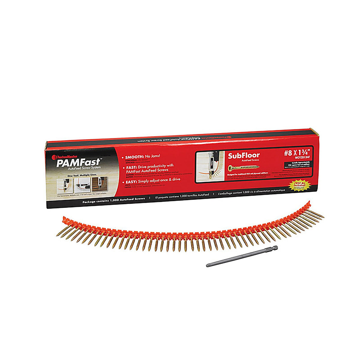 FastenMaster SD-28-WCYZ8134F PAMFast No. 8 x 1-3/4 in. L Star Yellow Zinc Subfloor Screws 1000/Pack