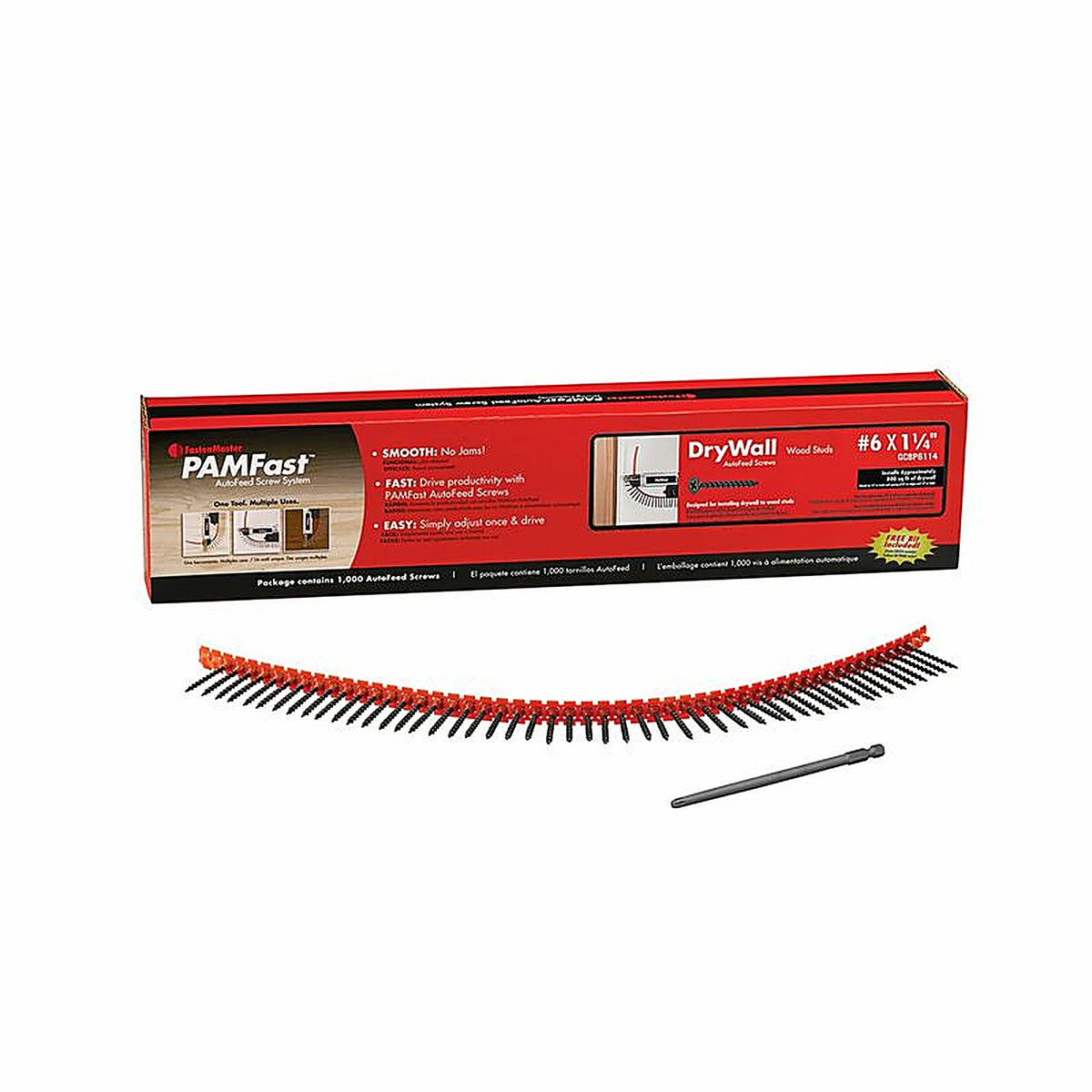 FastenMaster SD-28-GCBP6114 PAMFast No. 6 x 1-1/4 in. L Phillips Collated Drywall Screws 1000/Pack