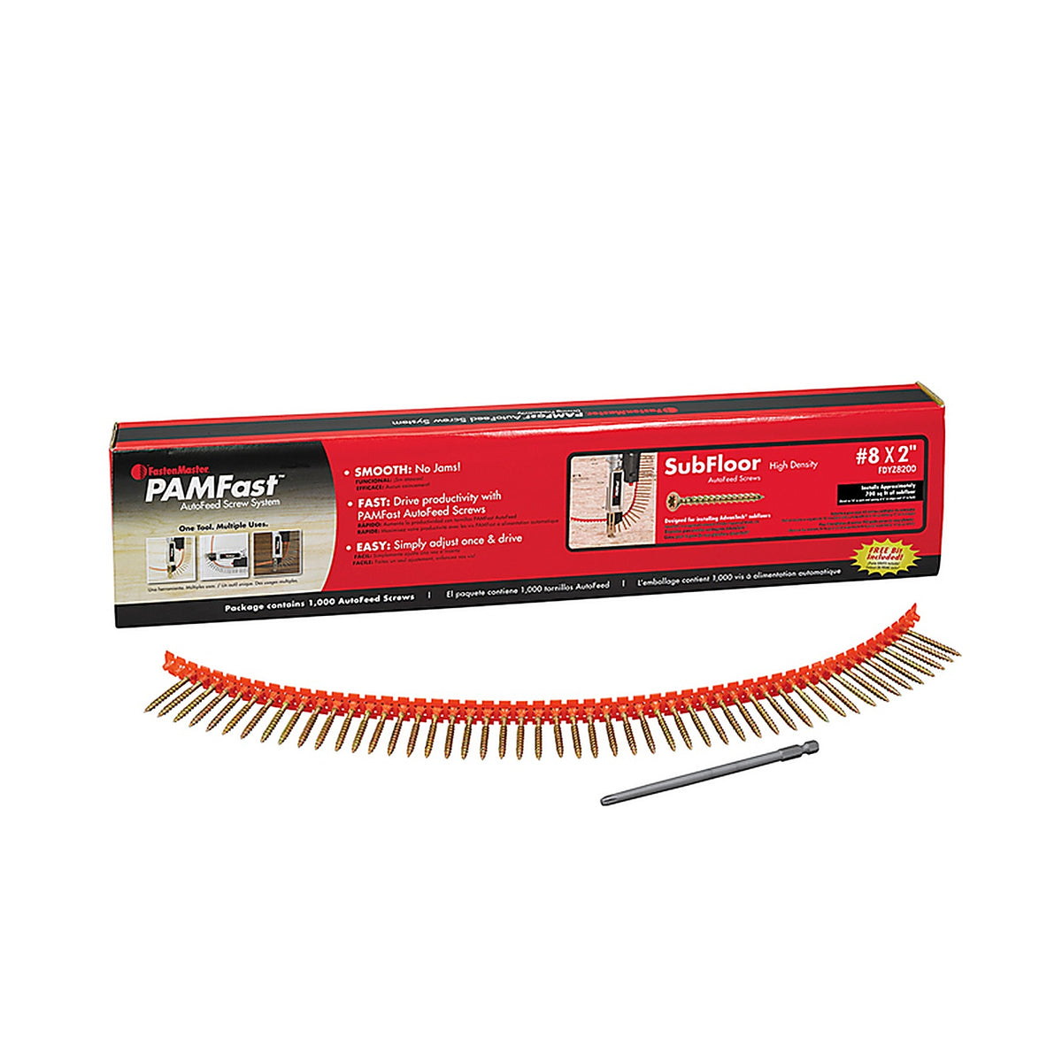 FastenMaster SD-28-FDYZ8200 PAMFast No. 8 x 2 in. L Star Collated Subfloor Screws 1000/Pack