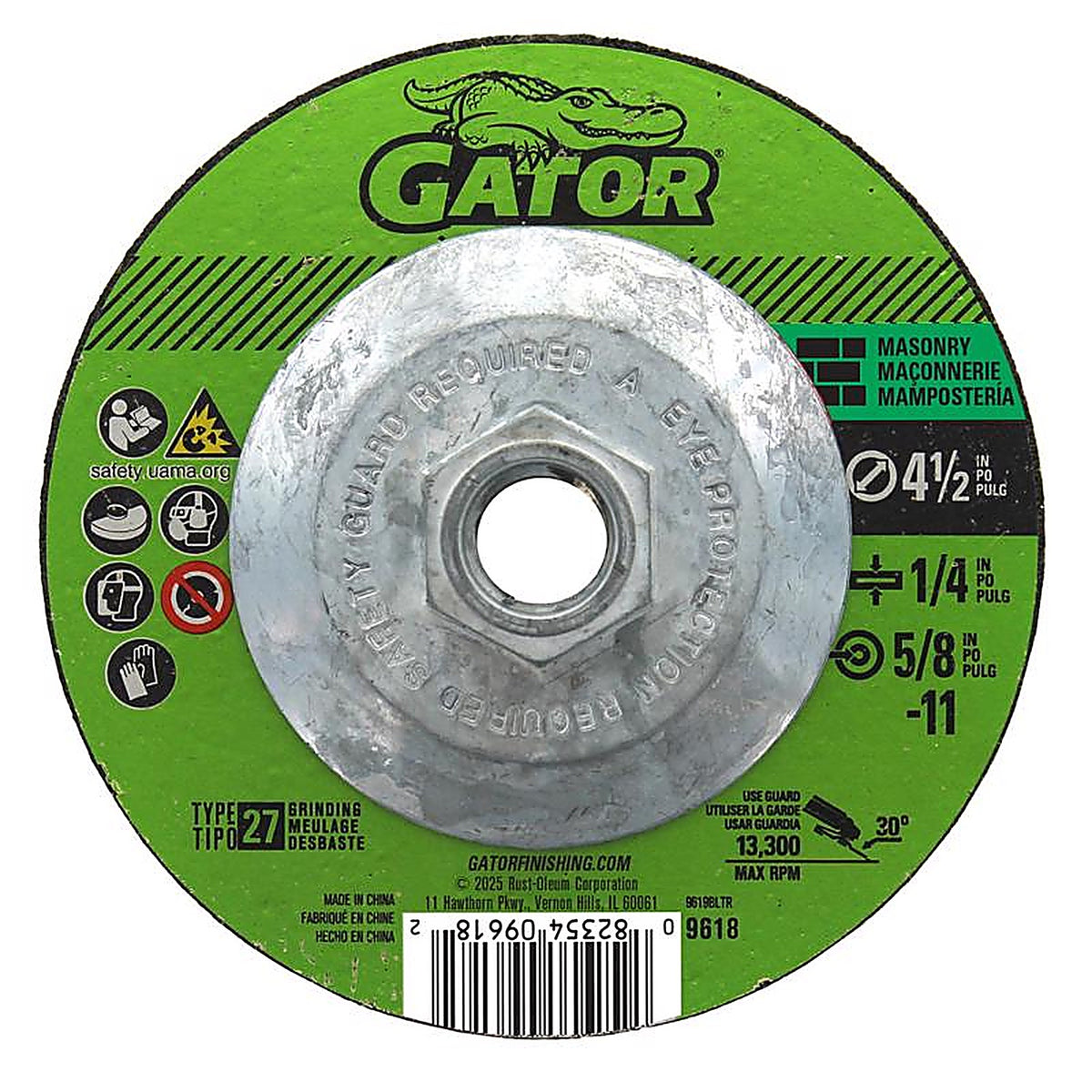 Gator 9618 4-1/2 in. Dia. x 1/4 in. thick x 5/8-11 in. Masonry Grinding Wheel 1/pc.