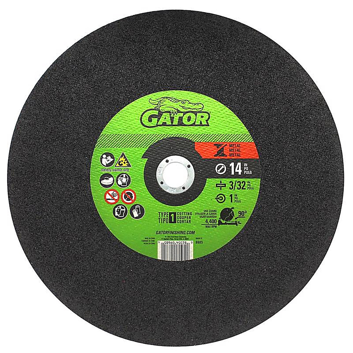 Gator 9685 14 in. Dia. x 1 in. Aluminum Oxide Metal Cut-Off Blade 1/pc.