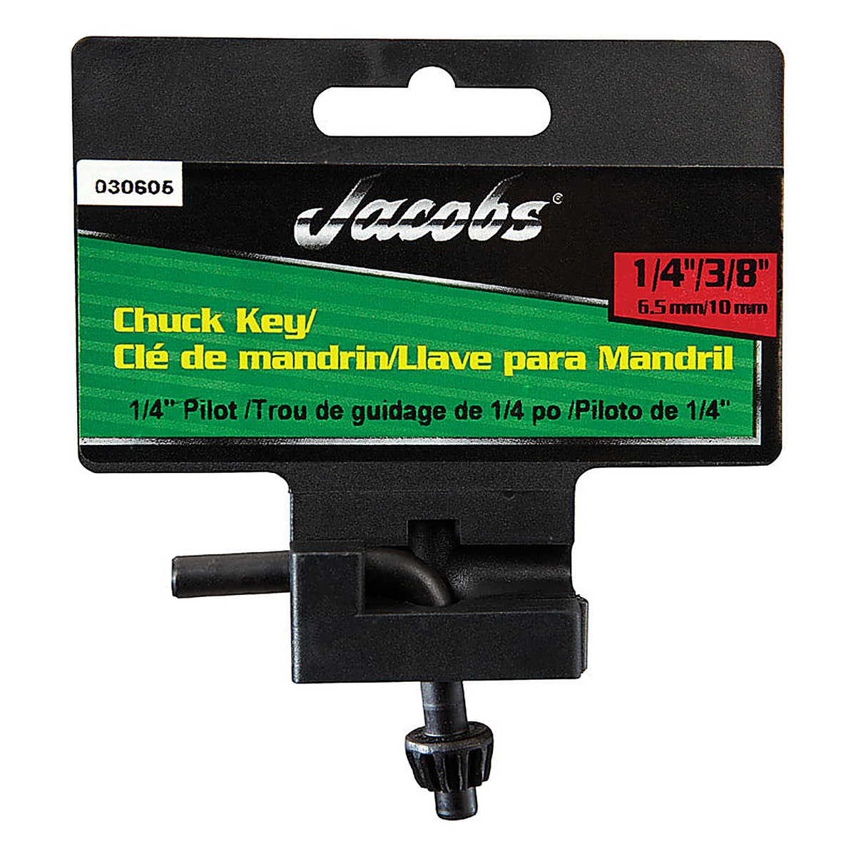 Jacobs 30605 1/4 to 3/8 in. S X 1/4 in. S KGA Chuck Key L-Handle Steel 1 pc