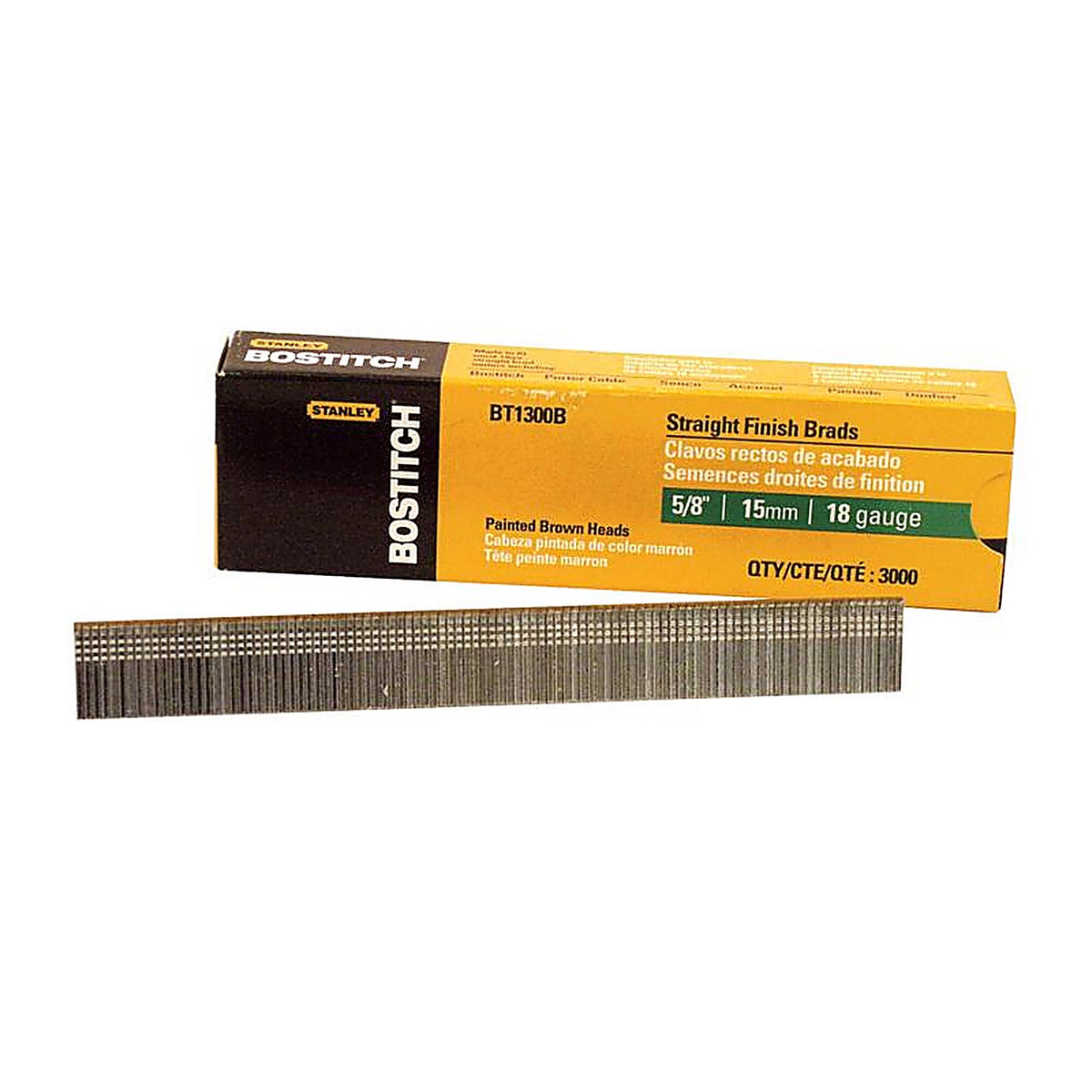 Stanley Bostitch BT1300B 5/8 in. 18 Ga. Straight Strip Brad Nails Smooth Shank 3000/Pack