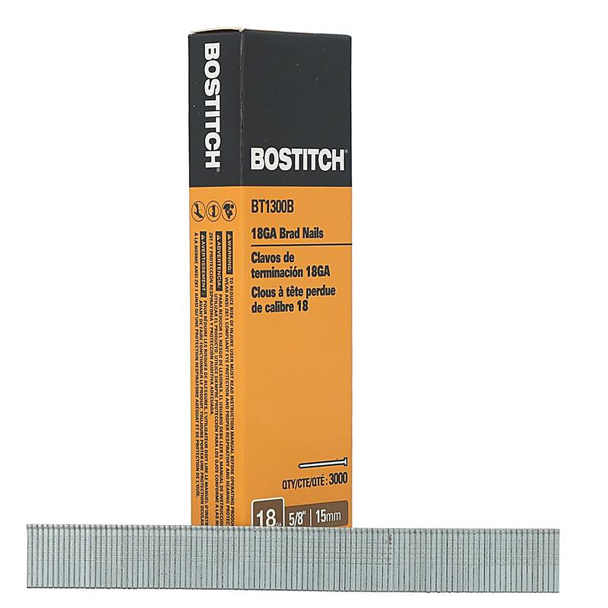 Stanley Bostitch BT1303B 3/4 in. 18 Ga. Straight Strip Brad Nails Smooth Shank 3000/Pack