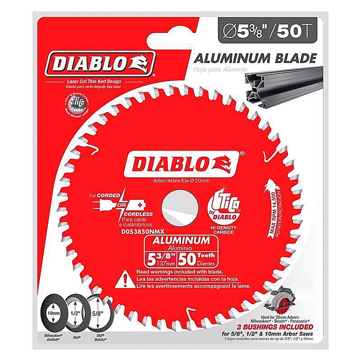 Diablo - D053850NMX - 5-3/8 In. D X 20 MM Tico Hi-Density Carbide Circular Saw Blade 50 Teeth 1 Pack