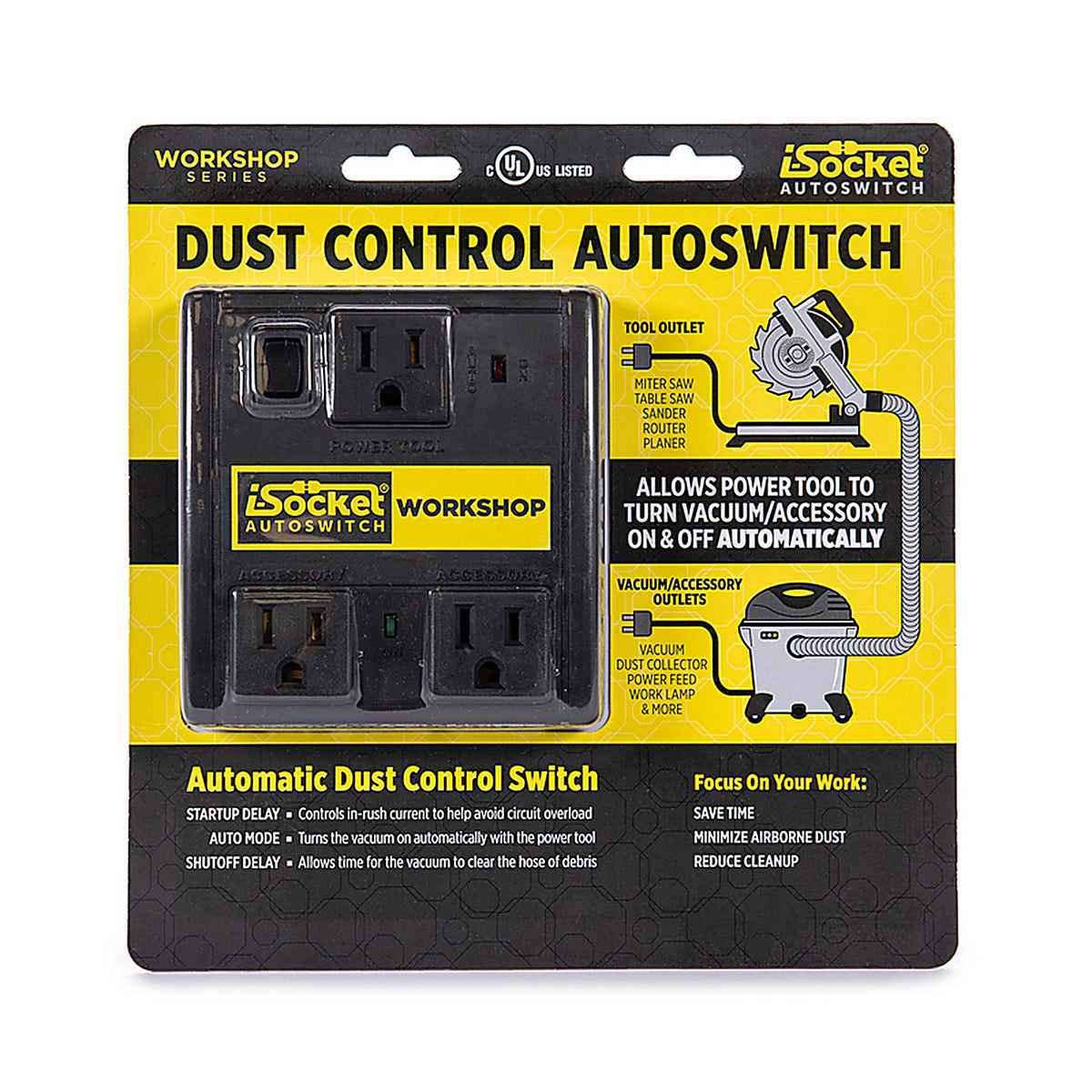 I-Socket - IS-12W00-BX - Autoswitch Workshop Dust Control Switch Black 1 Pack