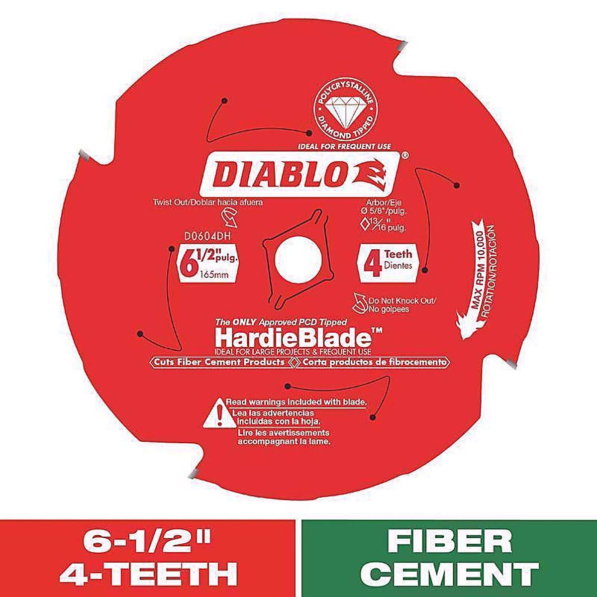 Diablo D0604DH HardieBlade 6-1/2 in. D X 5/8 in. S PCD Fiber Cement Blade 4 teeth 1 pk