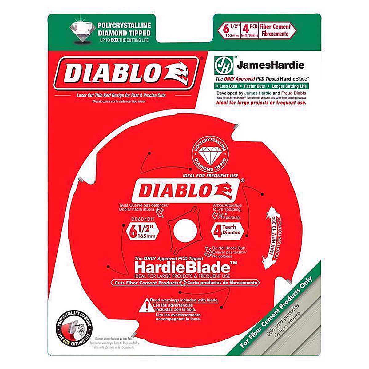 Diablo D0604DH HardieBlade 6-1/2 in. D X 5/8 in. S PCD Fiber Cement Blade 4 teeth 1 pk
