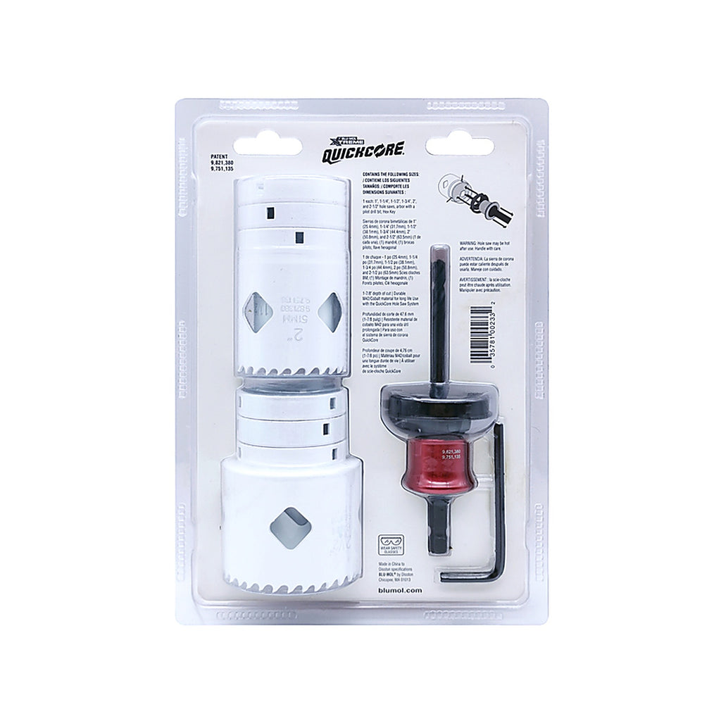 Blu-Mol E0100233 QuickCore Bi-Metal Hole Saw Set 7/pc.