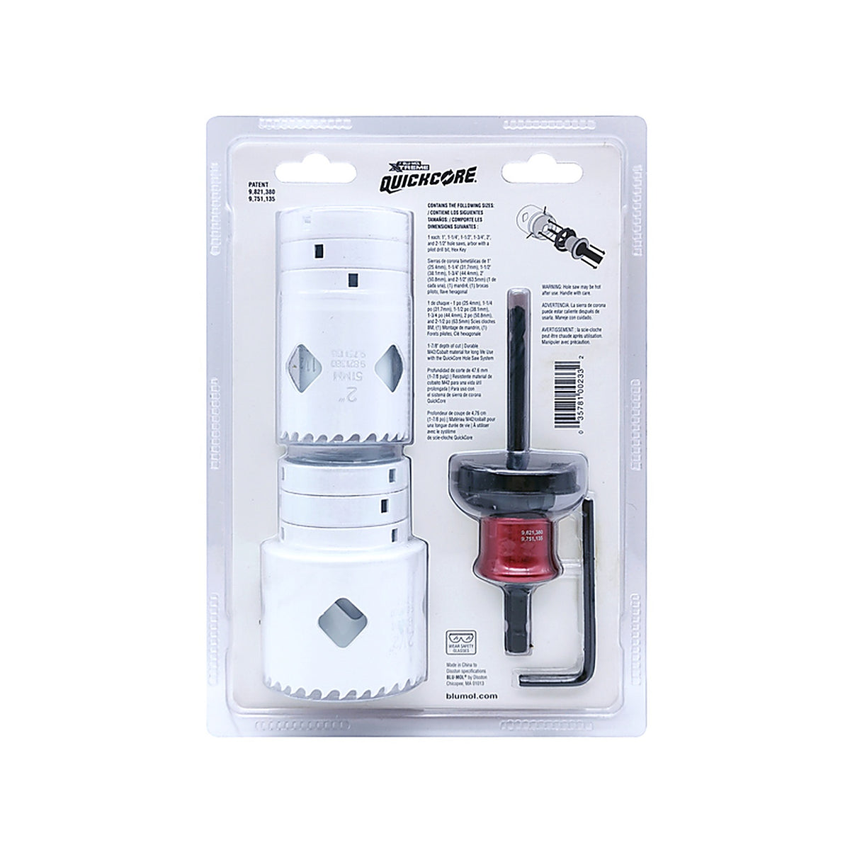 Blu-Mol E0100233 QuickCore Bi-Metal Hole Saw Set 7/pc.