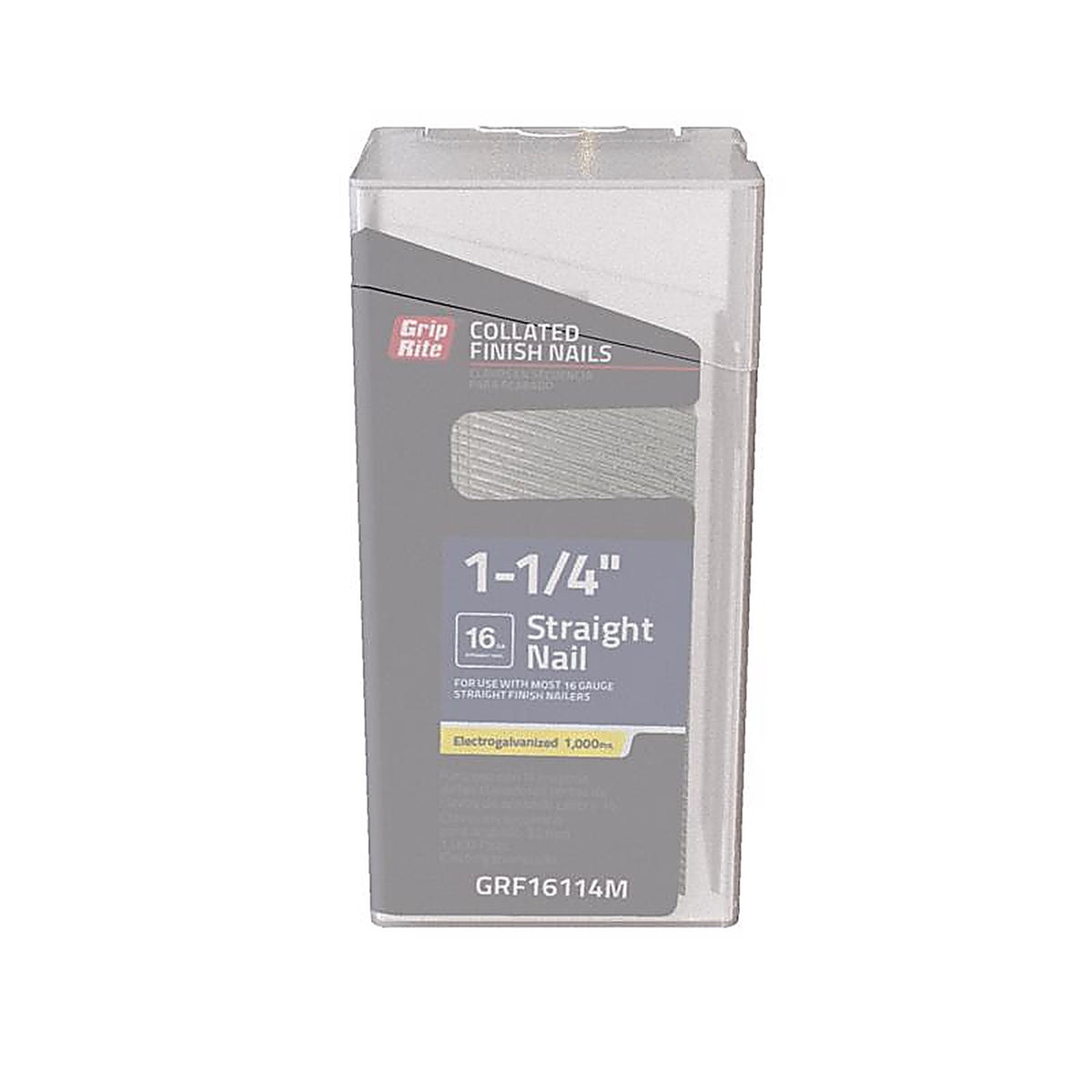 Grip-Rite GRF16114M 1-1/4 in. 16 Ga. Straight Strip Finish Nails Smooth Shank 1000/Pack