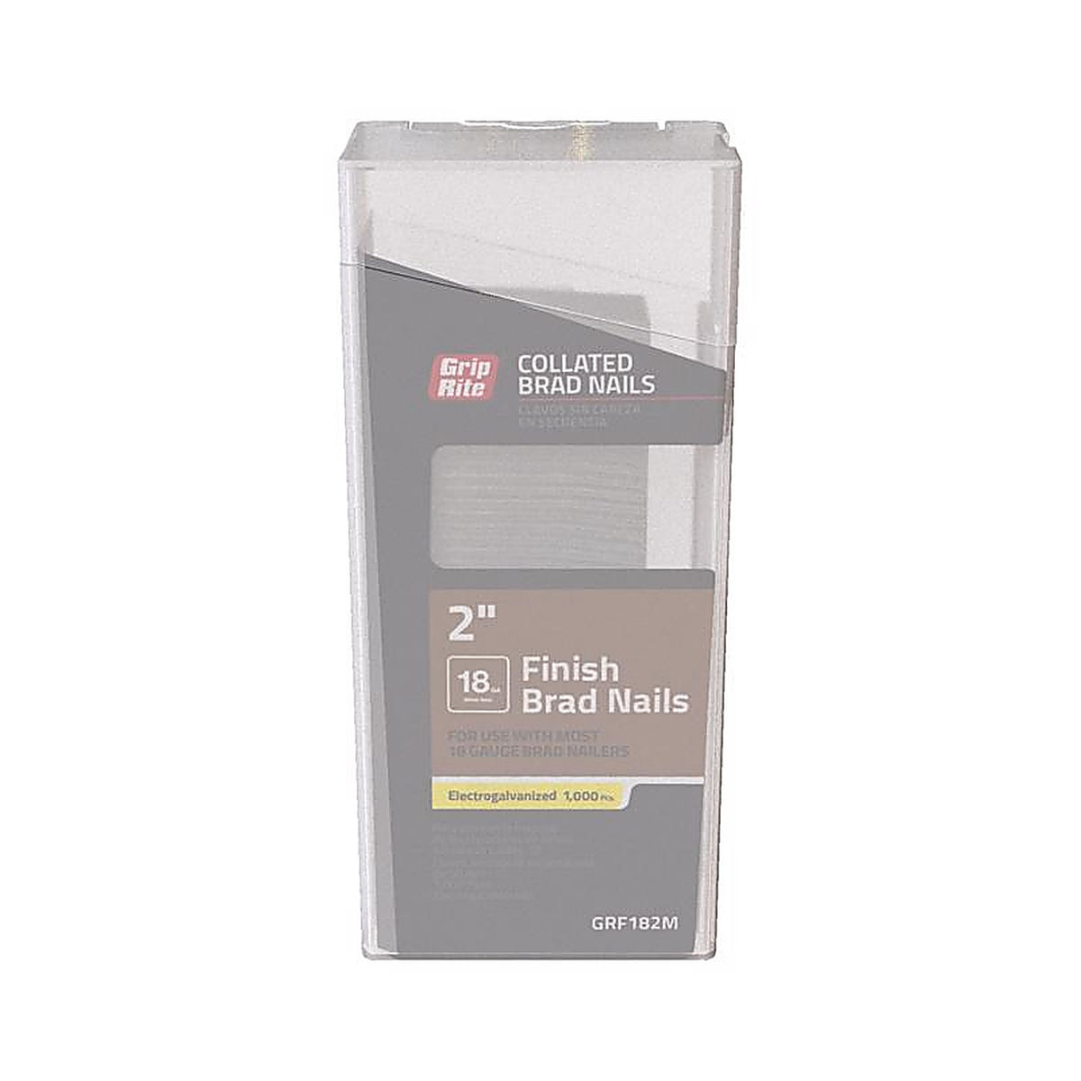 Grip-Rite GRF182M 2 in. 18 Ga. Straight Strip Brad Nails Smooth Shank 1000/Pack
