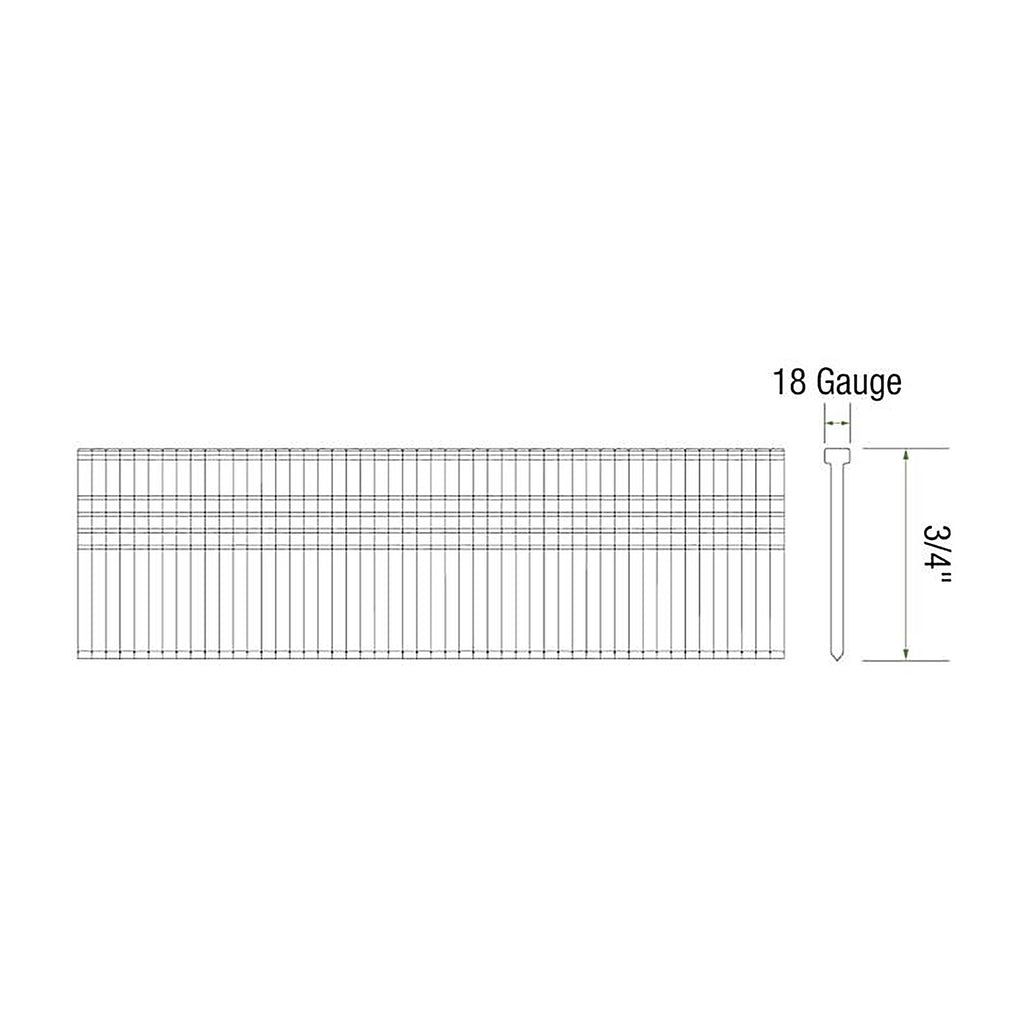 Grip-Rite GRF1834M 3/4 in. 18 Ga. Straight Strip Brad Nails Smooth Shank 1000/Pack