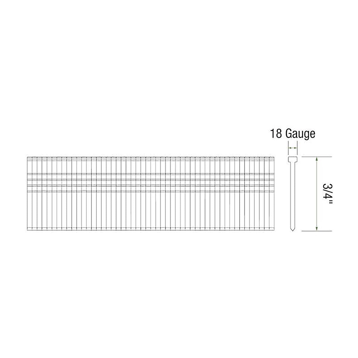 Grip-Rite GRF1834M 3/4 in. 18 Ga. Straight Strip Brad Nails Smooth Shank 1000/Pack