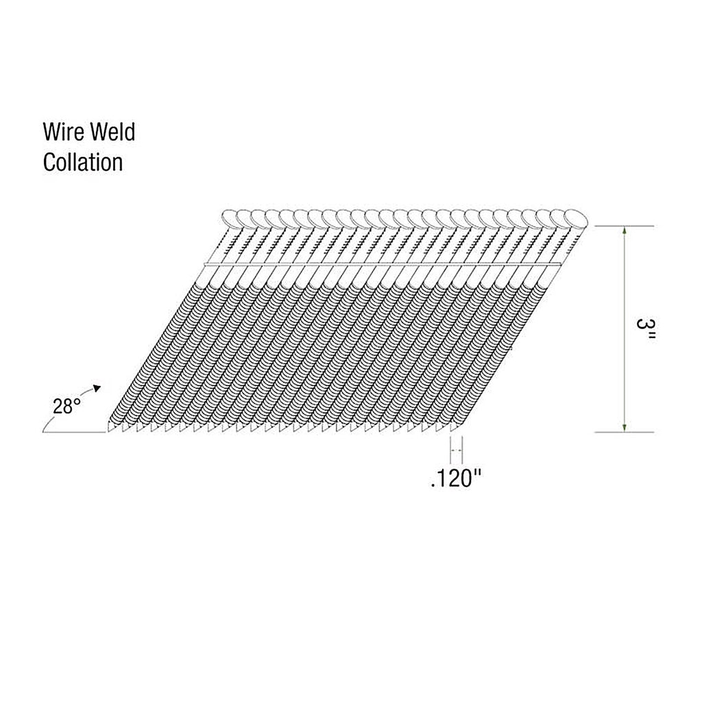 Grip-Rite GRW10RHGH1 3 in. Angled Strip Framing Nails 28 deg. Ring Shank 1000/Pack