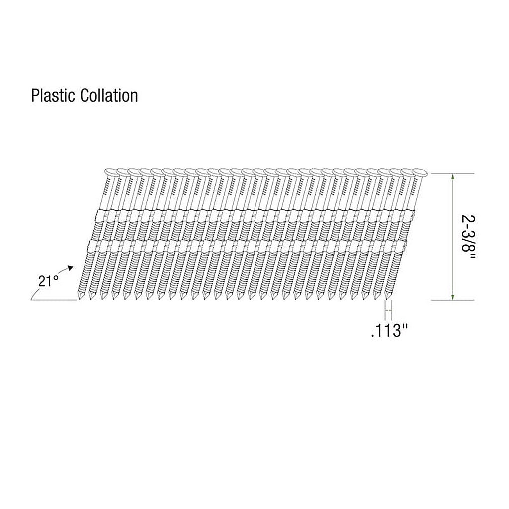 Grip-Rite GR08RHG 2-3/8 in. 12 Ga. Angled Strip Framing Nails 21 deg. Ring Shank 5000/Pack