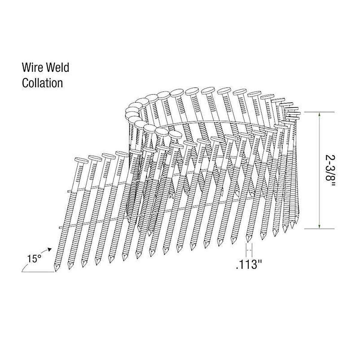 Grip-Rite GRC8RD 2-3/8 in. 11 Ga. Wire Coil Framing Nails 15 deg Ring Shank 3000 pk
