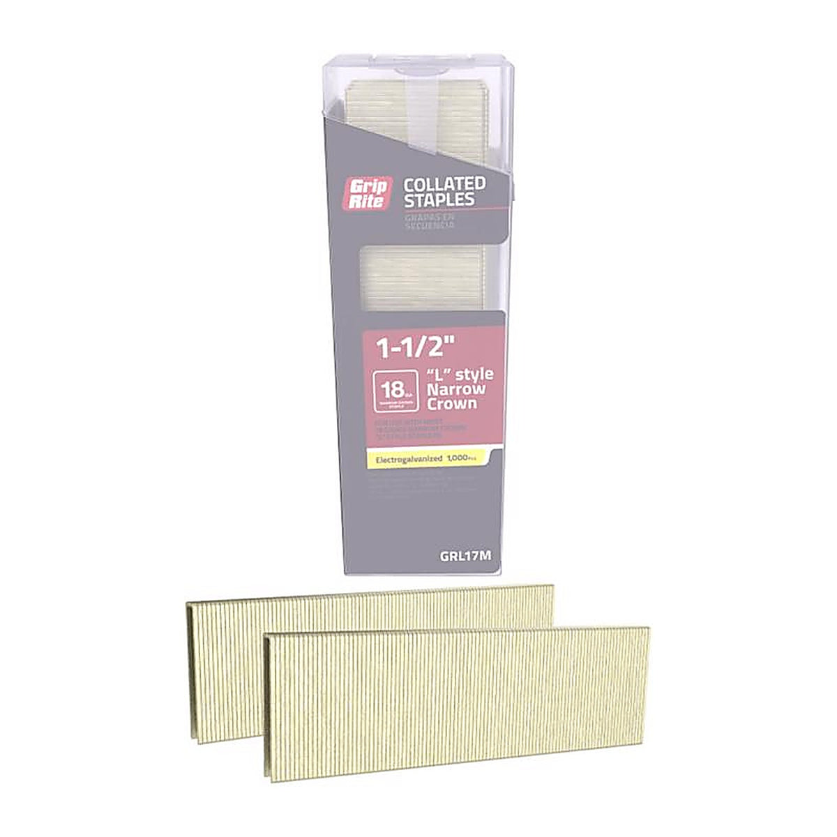 Grip-Rite GRL17M 1/4 in. W X 1-1/2 in. L L-Style 18 Ga. Narrow Crown Staples 1000 pk