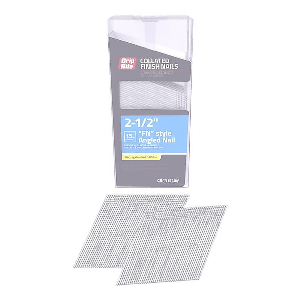 Grip-Rite GRFN1540M 2-1/2 in. 15 Ga. Angled Strip FN-Style Finish Nails 1000/Pack