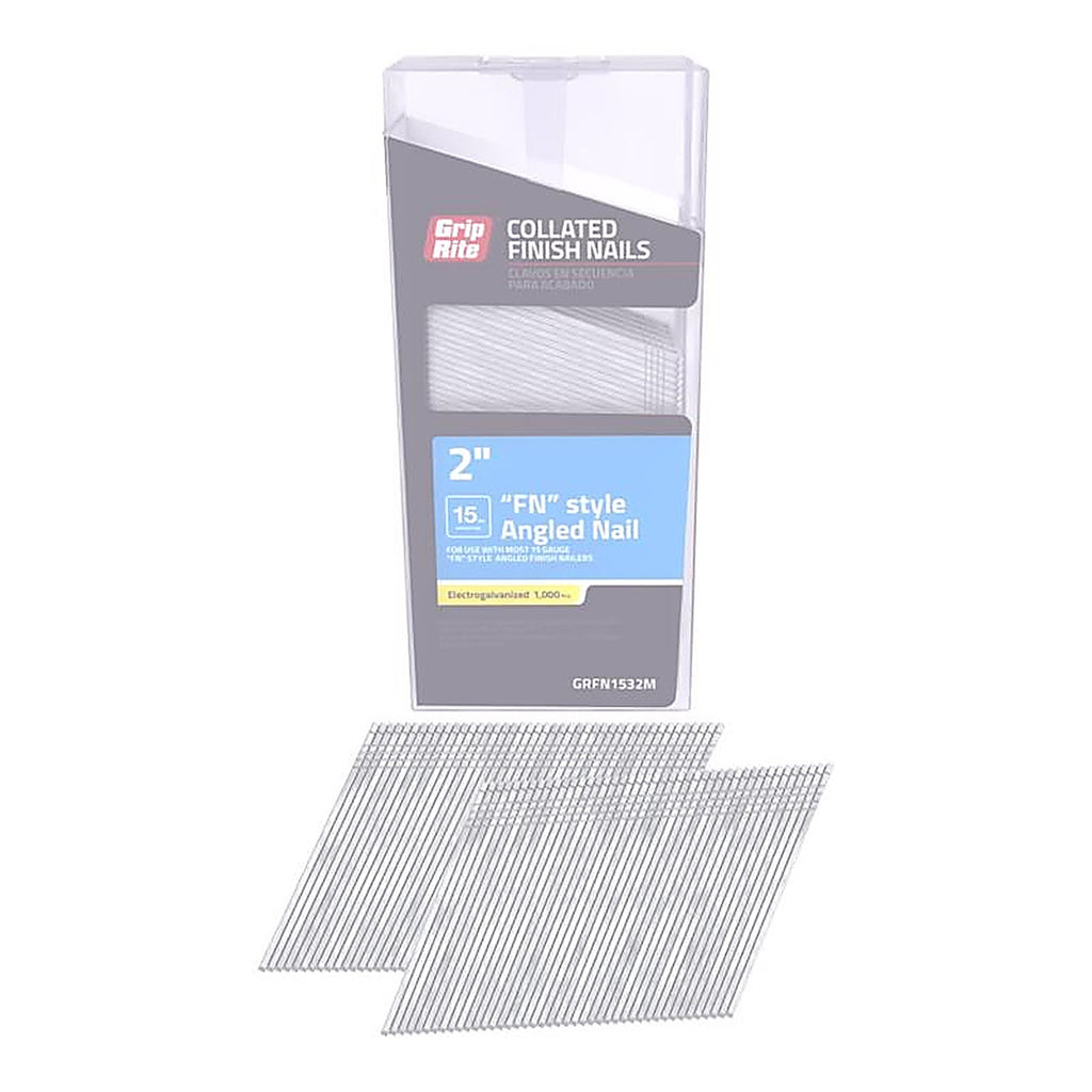 Grip-Rite GRFN1532M 2 in. 15 Ga. Angled Strip FN-Style Finish Nails 1000/Pack