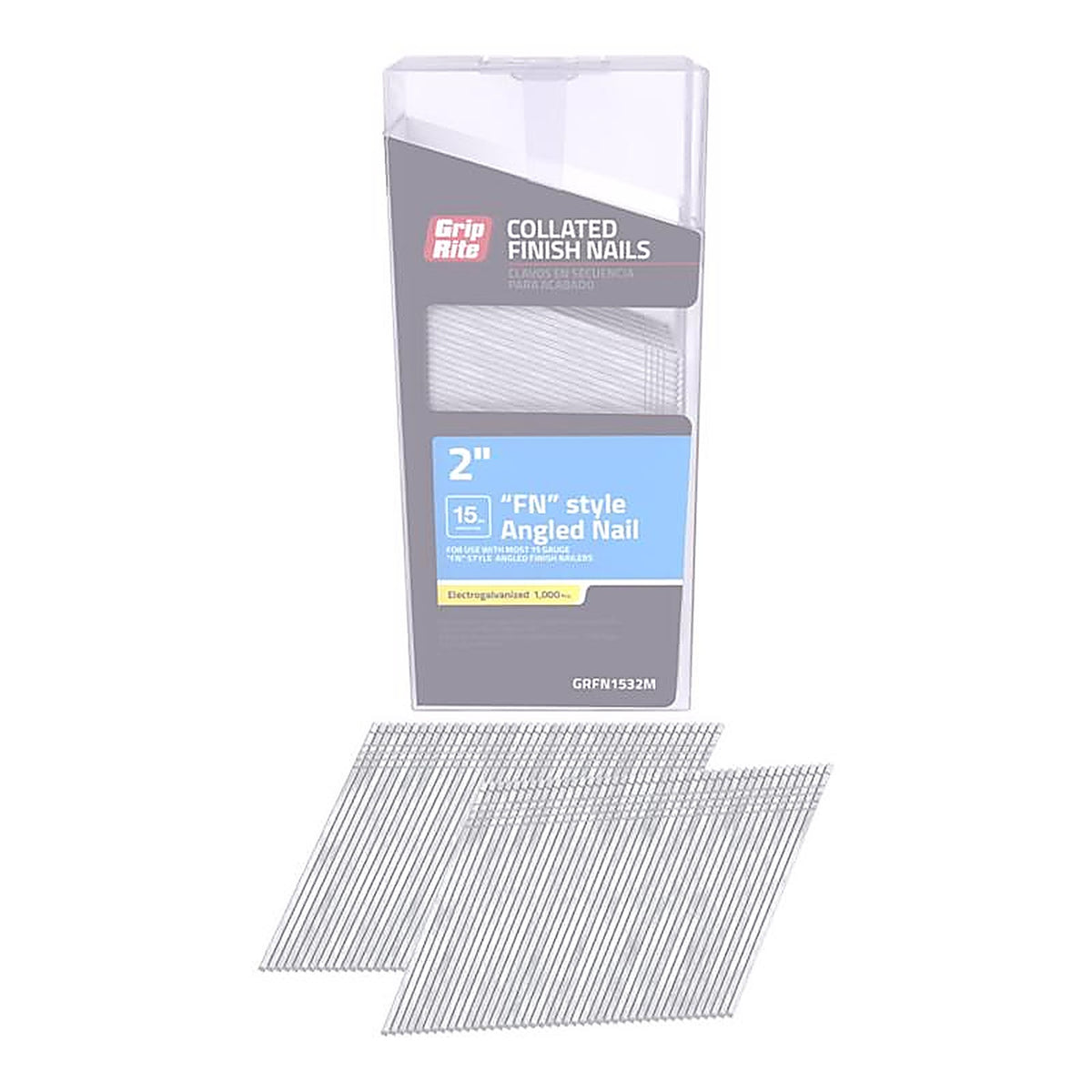 Grip-Rite GRFN1532M 2 in. 15 Ga. Angled Strip FN-Style Finish Nails 1000/Pack