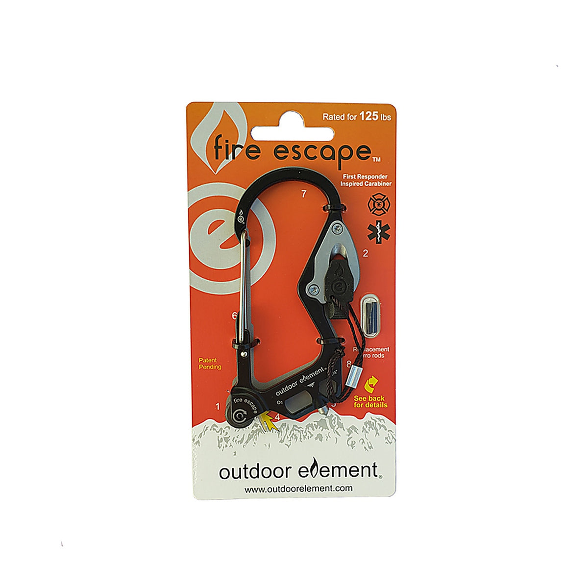 Outdoor Element - FEBLK - Fire Escape Black Carabiner Multi Tool