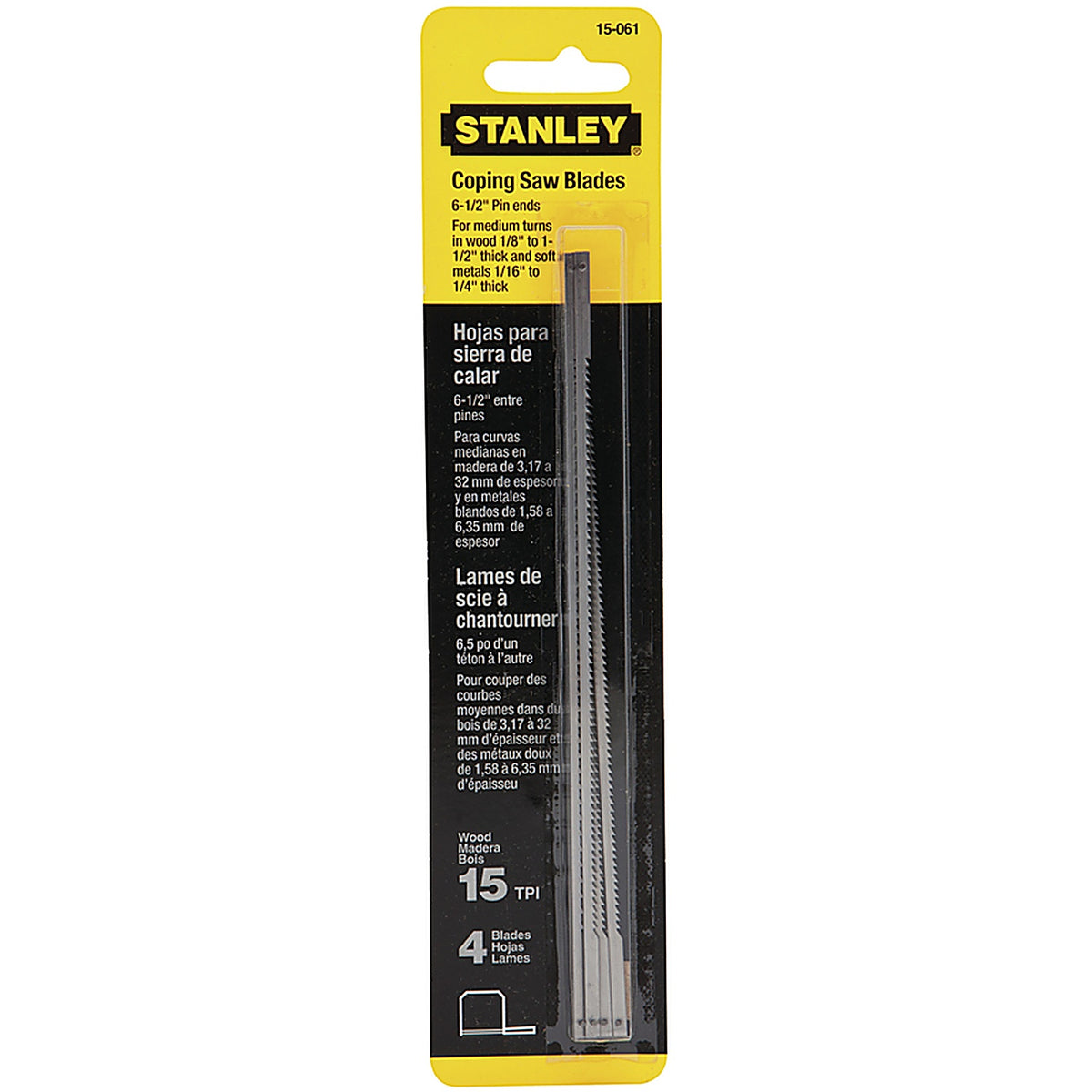 Stanley 15-061 6-1/2 in. Steel Coping Saw Blade 15 TPI 4/Pack