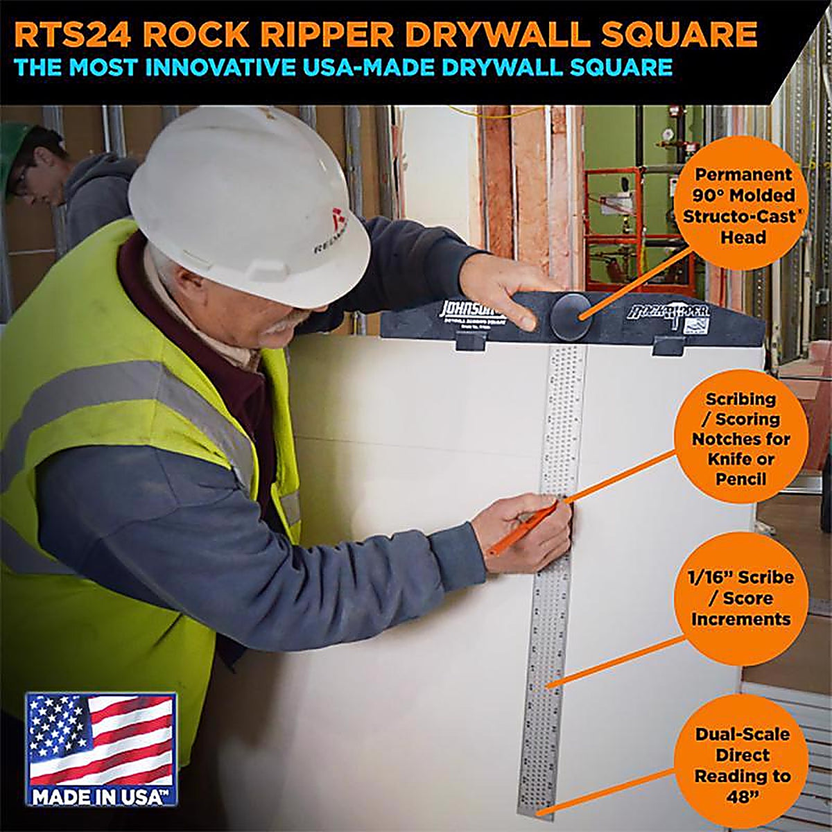 Johnson RTS24 RockRipper 24 in. L Aluminum Drywall Scoring Square