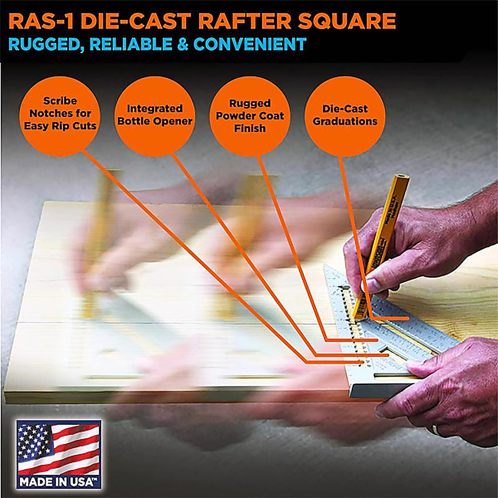 Johnson RAS-1B Johnny Square 7 in. L Aluminum Professional Rafter Square