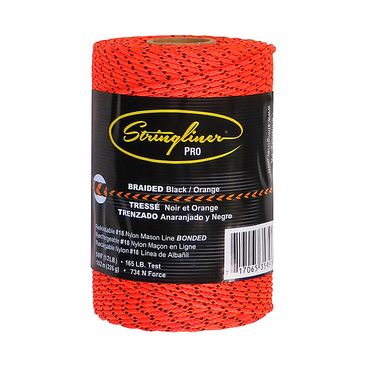 US Tape SL35491AC Stringliner PRO Masons Line Refill 500 ft. Black/Orange Bonded Braided Line