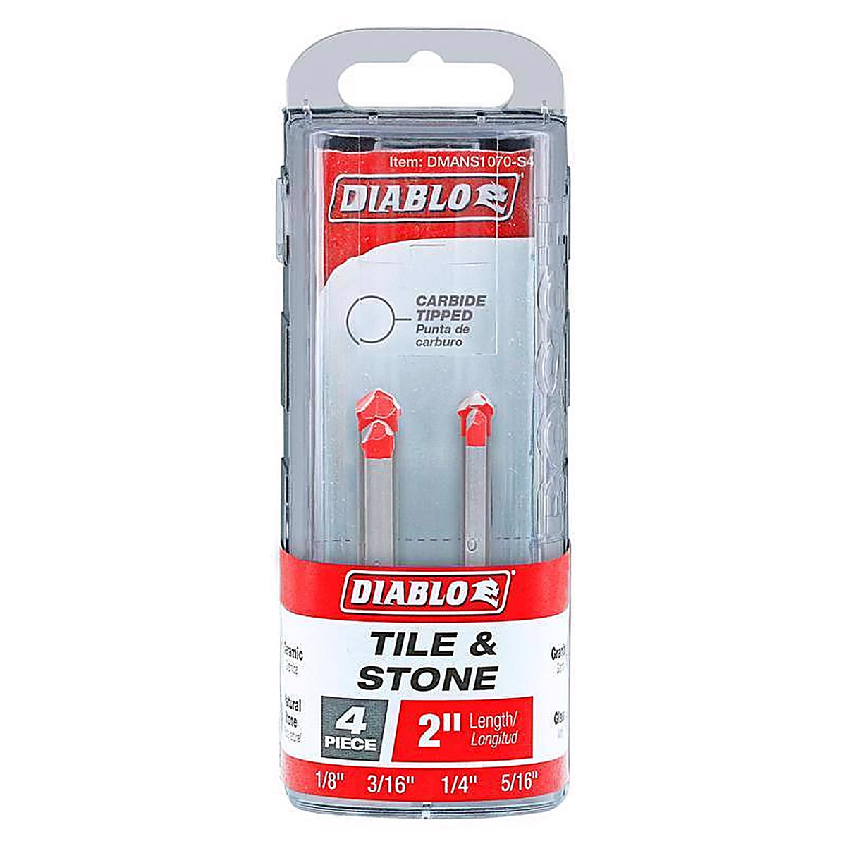 Diablo DMANS1070-S4 Carbide Tipped Tile and Stone Drill Bit Set 4 pc