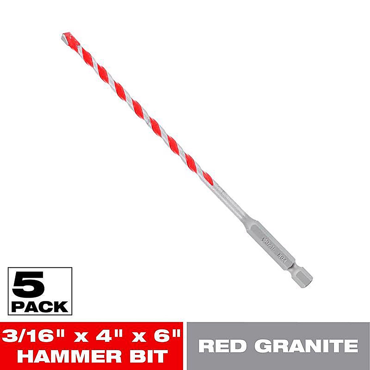 Diablo DMARG1030-P5 SPEEDemon 3/16 in. S X 6 in. L Carbide Tipped Red Granite Hammer Drill Bit 1 pk
