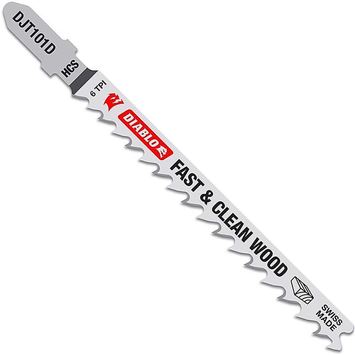 Diablo - DJT101D5 - 4 In. High Carbon Steel T-Shank Fast and Clean Wood Jig Saw Blade 6 TPI 5 Pack