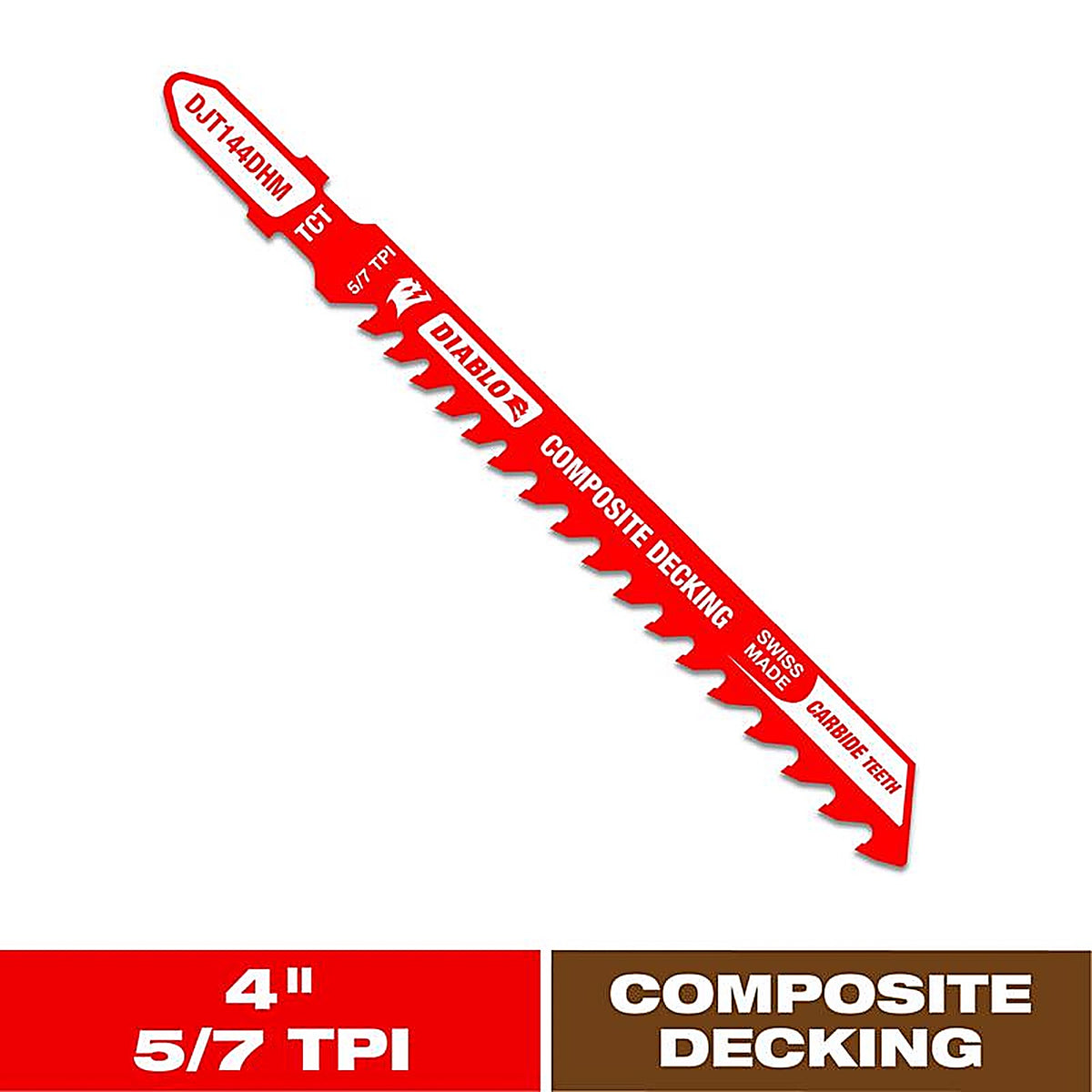 Diablo - DJT144DHM - 4 In. Carbide T-Shank Composite Decking Jig Saw Blade 5/7 TPI 1 Pack