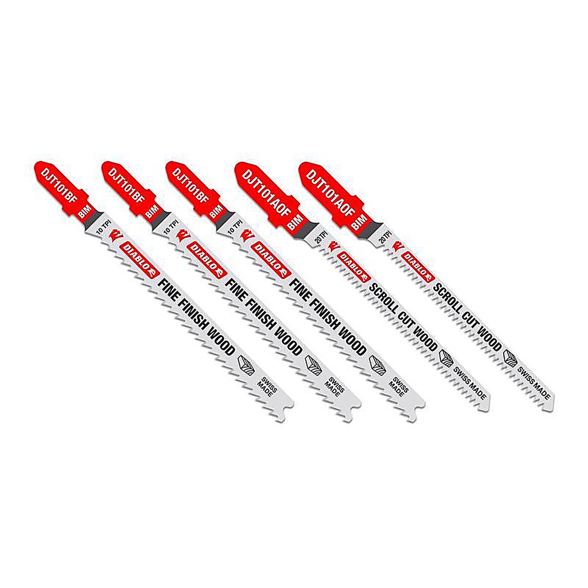 Diablo - DJT505 - 0 In. Bi-Metal T-Shank Laminate Cutting Jig Saw Blade Set 10/20 TPI 5 Piece