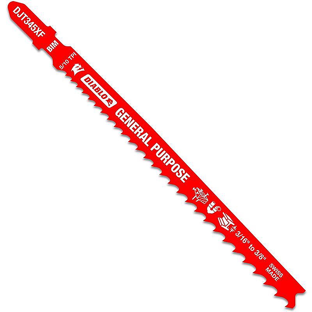 Diablo - DJT345XF5 - 5-1/4 In. Bi-Metal T-Shank General Purpose Jig Saw Blade 5/10 TPI 5 Pack