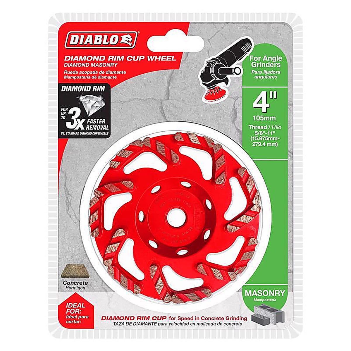 Diablo - DMACW0400 - 4 In. D X 5/8-11 In. Masonry Cup Wheel