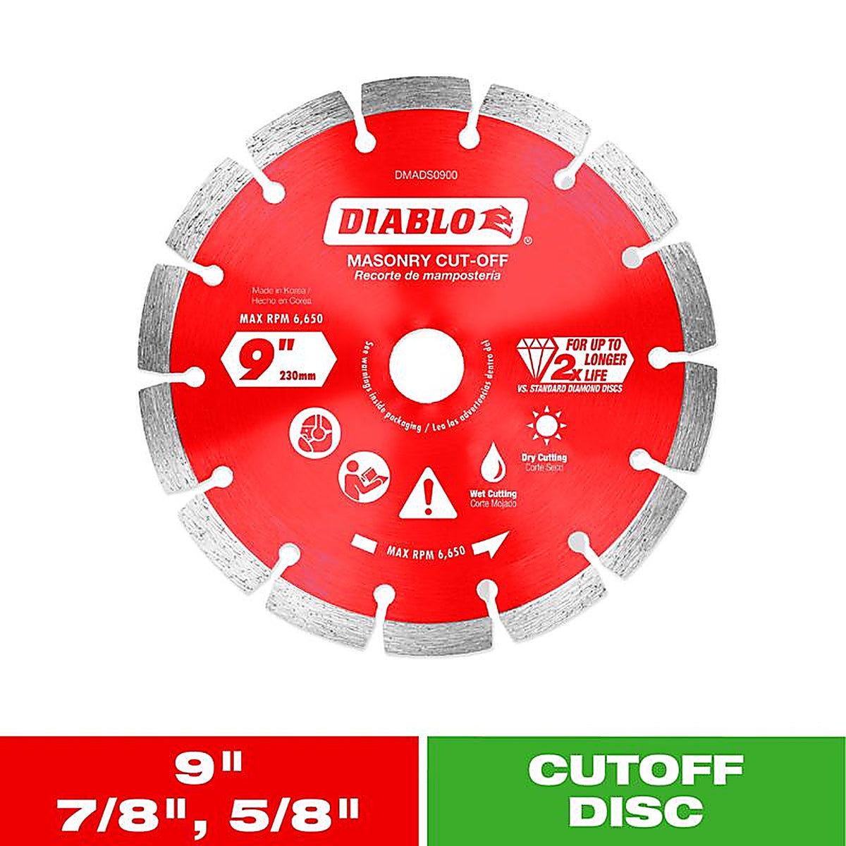 Diablo - DMADS0900 - 9 In. D X 7/8 In. Diamond Segmented Masonry Cut-Off Disc