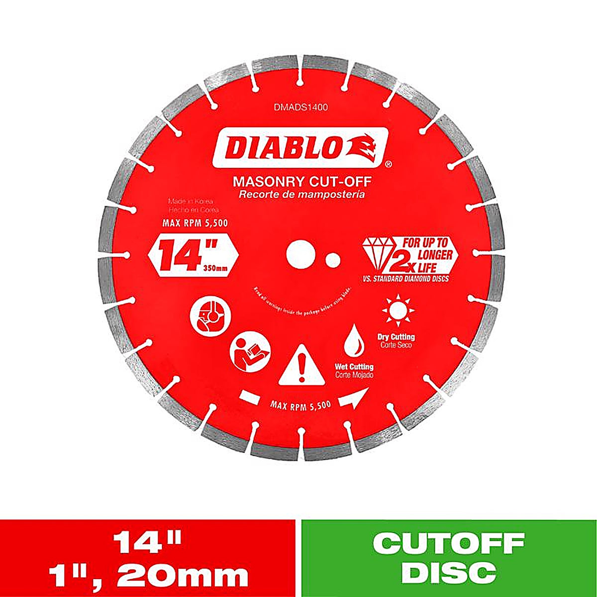 Diablo - DMADS1400 - 14 In. D X 1 In. Diamond Segmented Masonry Cut-Off Disc