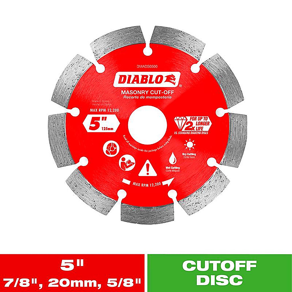 Diablo - DMADS0500 - 5 In. D X 7/8 In. Diamond Masonry Cut-Off Disc 1 Pack