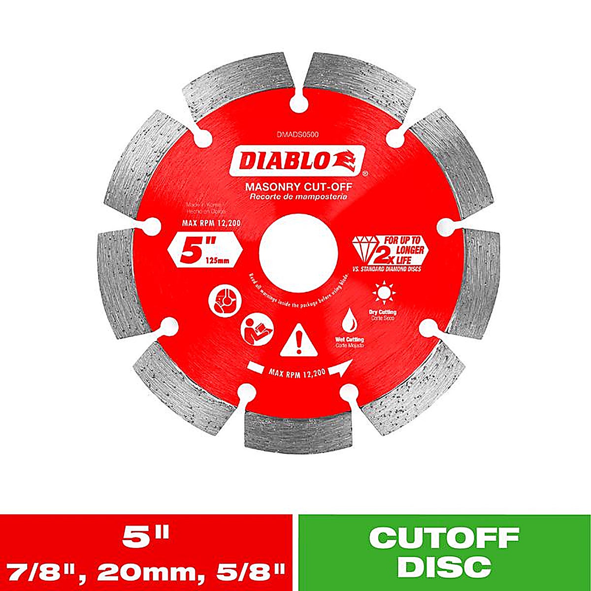 Diablo - DMADS0500 - 5 In. D X 7/8 In. Diamond Masonry Cut-Off Disc 1 Pack