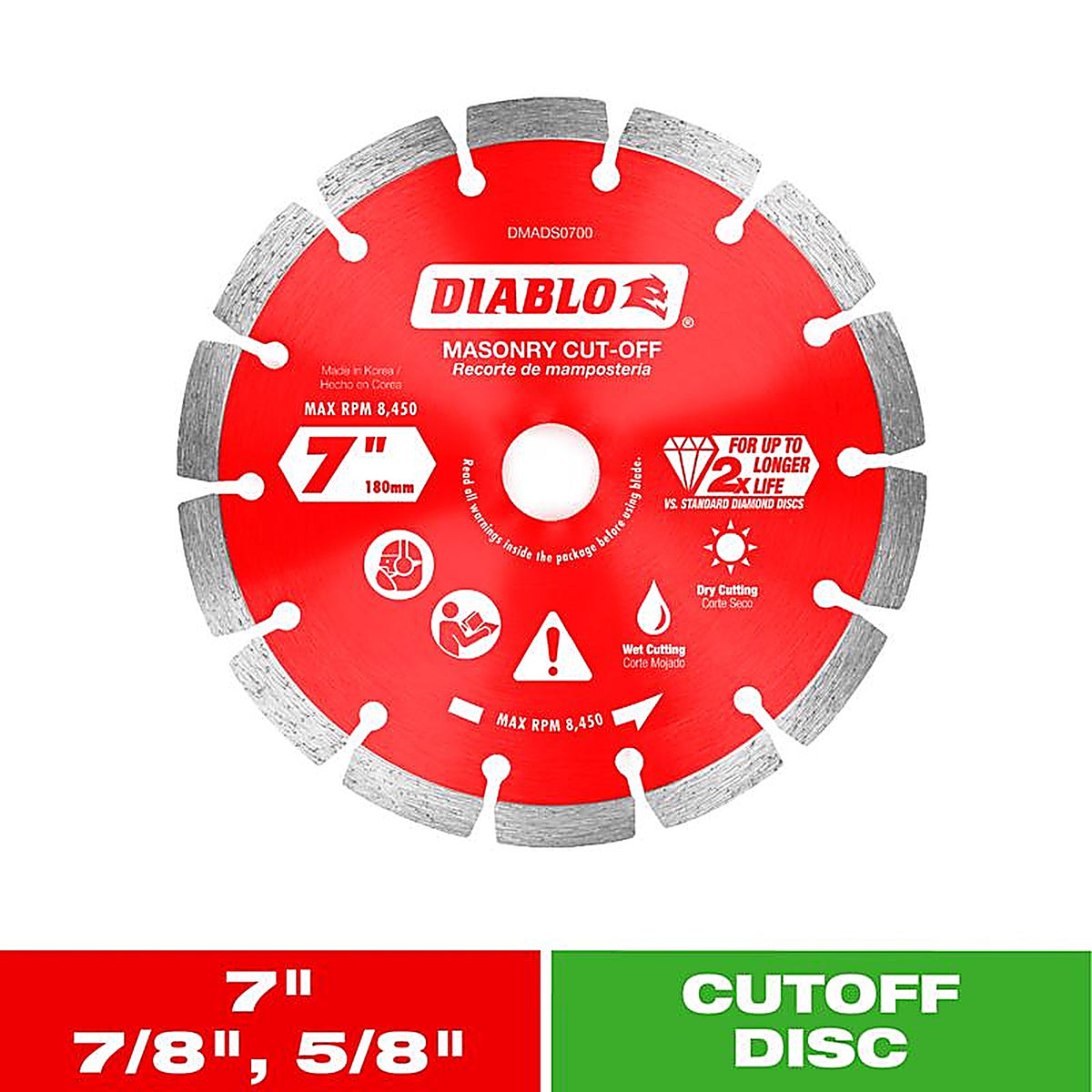 Diablo - DMADS0700 - 7 In. D X 7/8 In. Diamond Masonry Cut-Off Disc 1 Pack