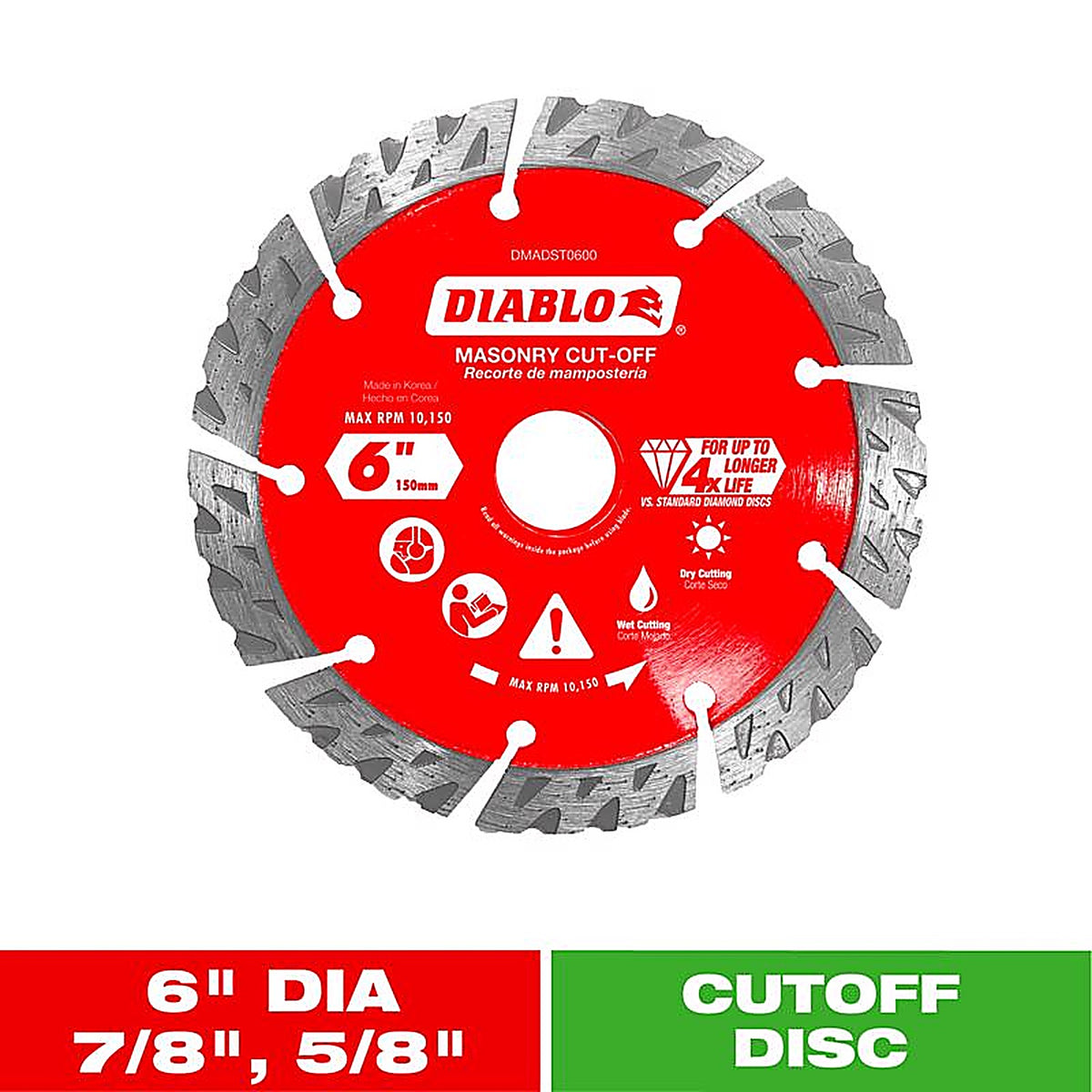 Diablo - DMADST0600 - 6 In. D X 7/8 In. Diamond Segmented Turbo Masonry Cut-Off Disc