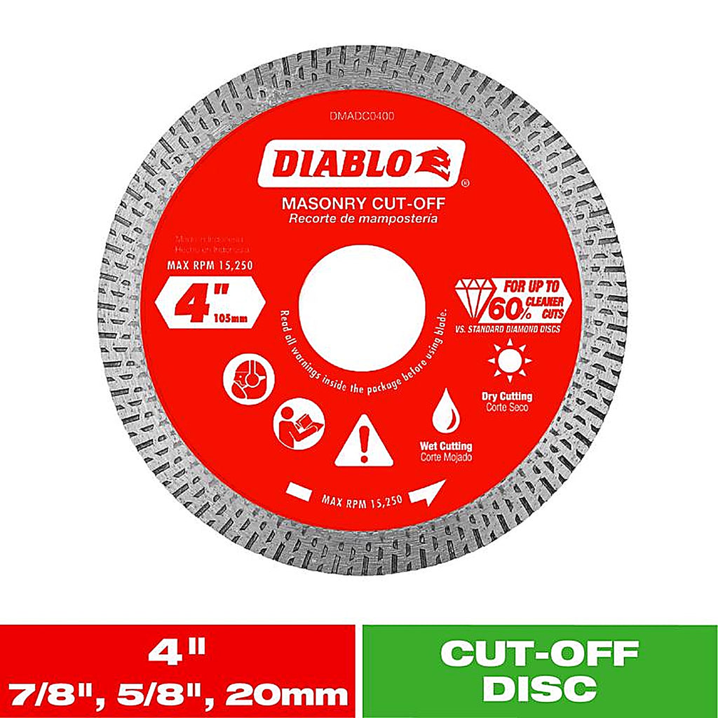Diablo - DMADC0400 - 4 In. D X 7/8 In. Diamond Masonry Cut-Off Disc 1 Pack