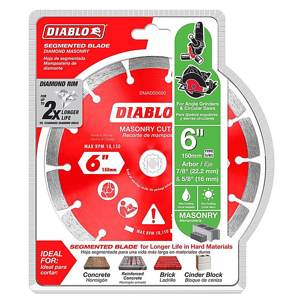 Diablo - DMADS0600 - 6 In. D X 7/8 In. Diamond Masonry Cut-Off Disc 1 Pack