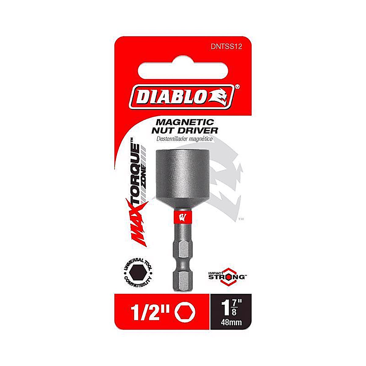 Diablo - DNTSS12 - 1/2 In. X 1-7/8 In. L Black Oxide Magnetic Nut Setter 1 Piece