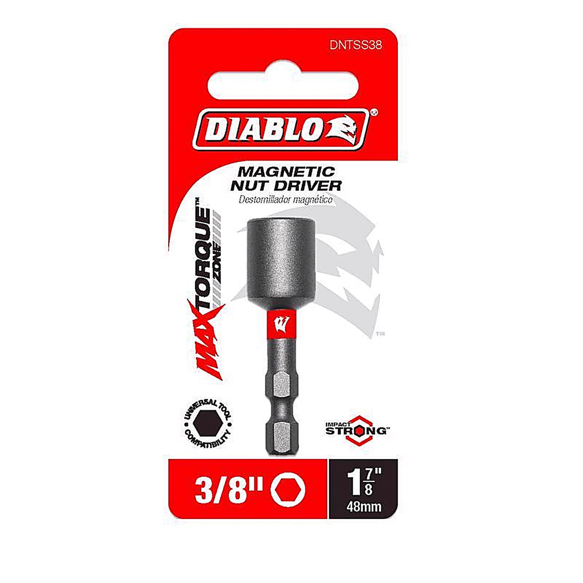 Diablo - DNTSS38 - 3/8 In. X 1-7/8 In. L Black Oxide Magnetic Nut Setter 1 Piece