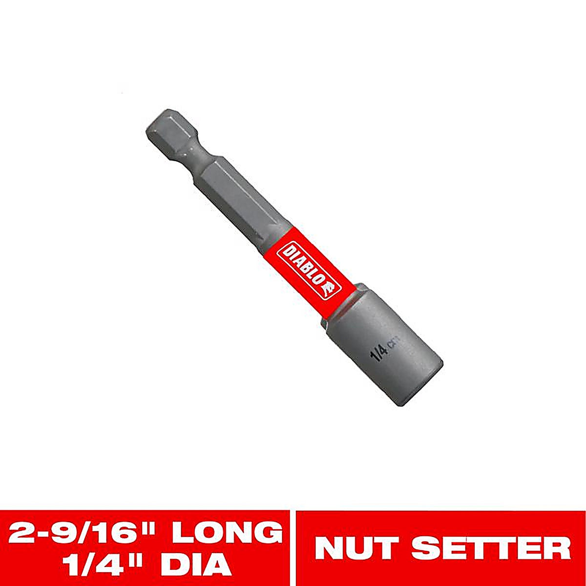 Diablo - DNTSL14 - 1/4 In. X 2-9/16 In. L Black Oxide Magnetic Nut Setter 1 Piece