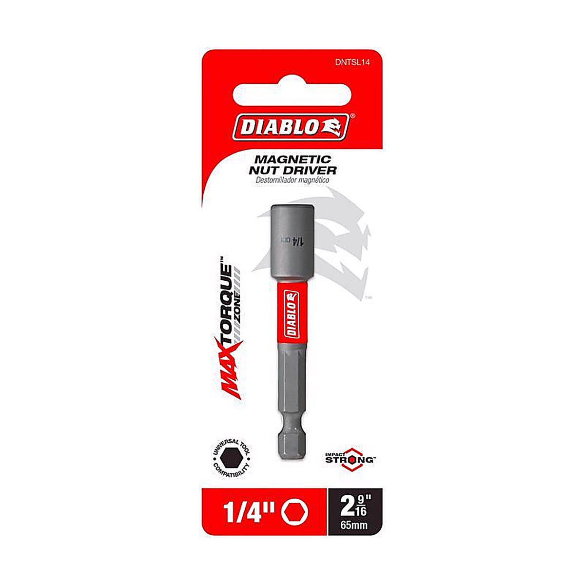 Diablo - DNTSL14 - 1/4 In. X 2-9/16 In. L Black Oxide Magnetic Nut Setter 1 Piece